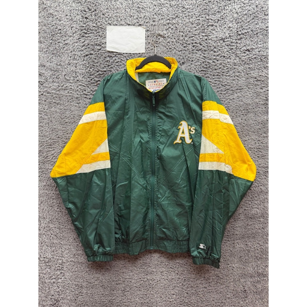 Vintage 1990s Starter Oakland Athletics Nylon Hooded Windbreaker Jacket Size L